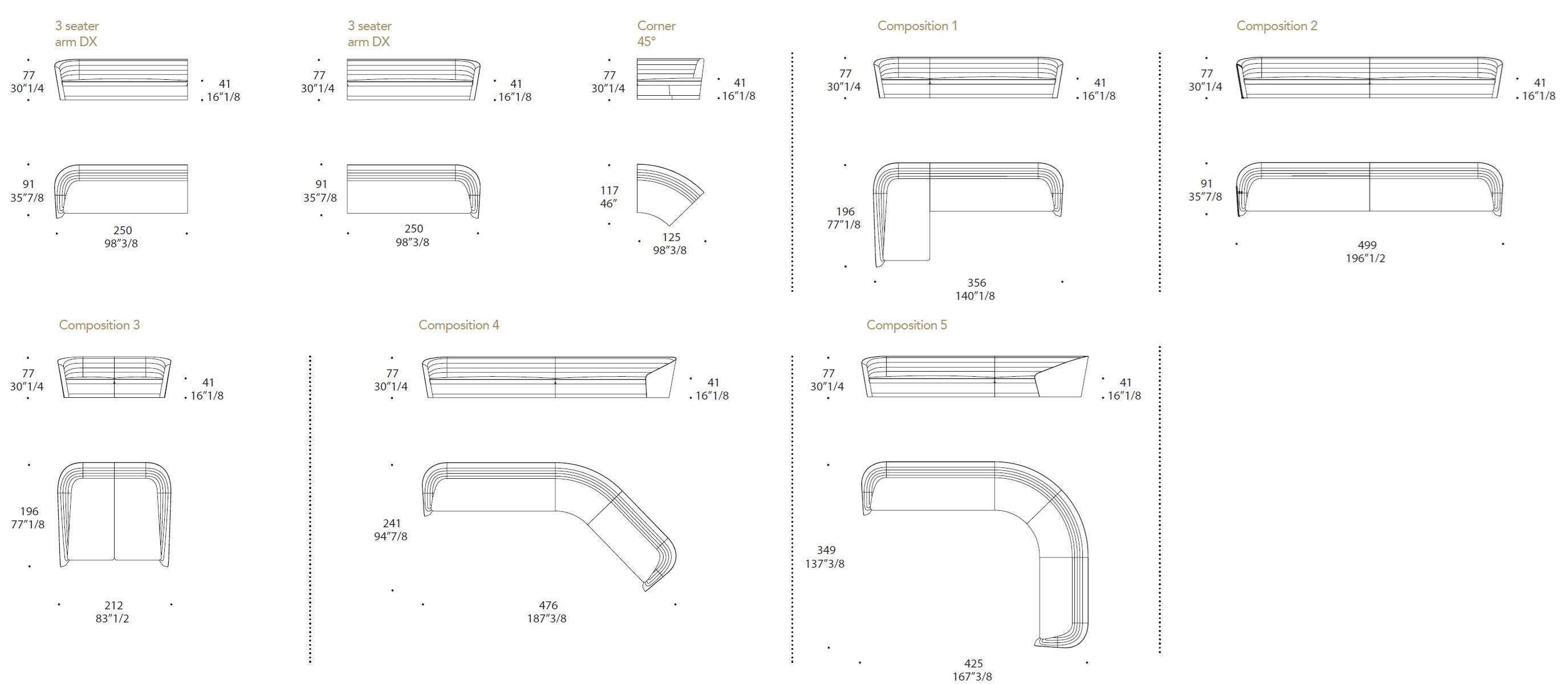 3-местный тканевый диван REFLEX Pininfarina home design ARCH-00108466 - Вид №3