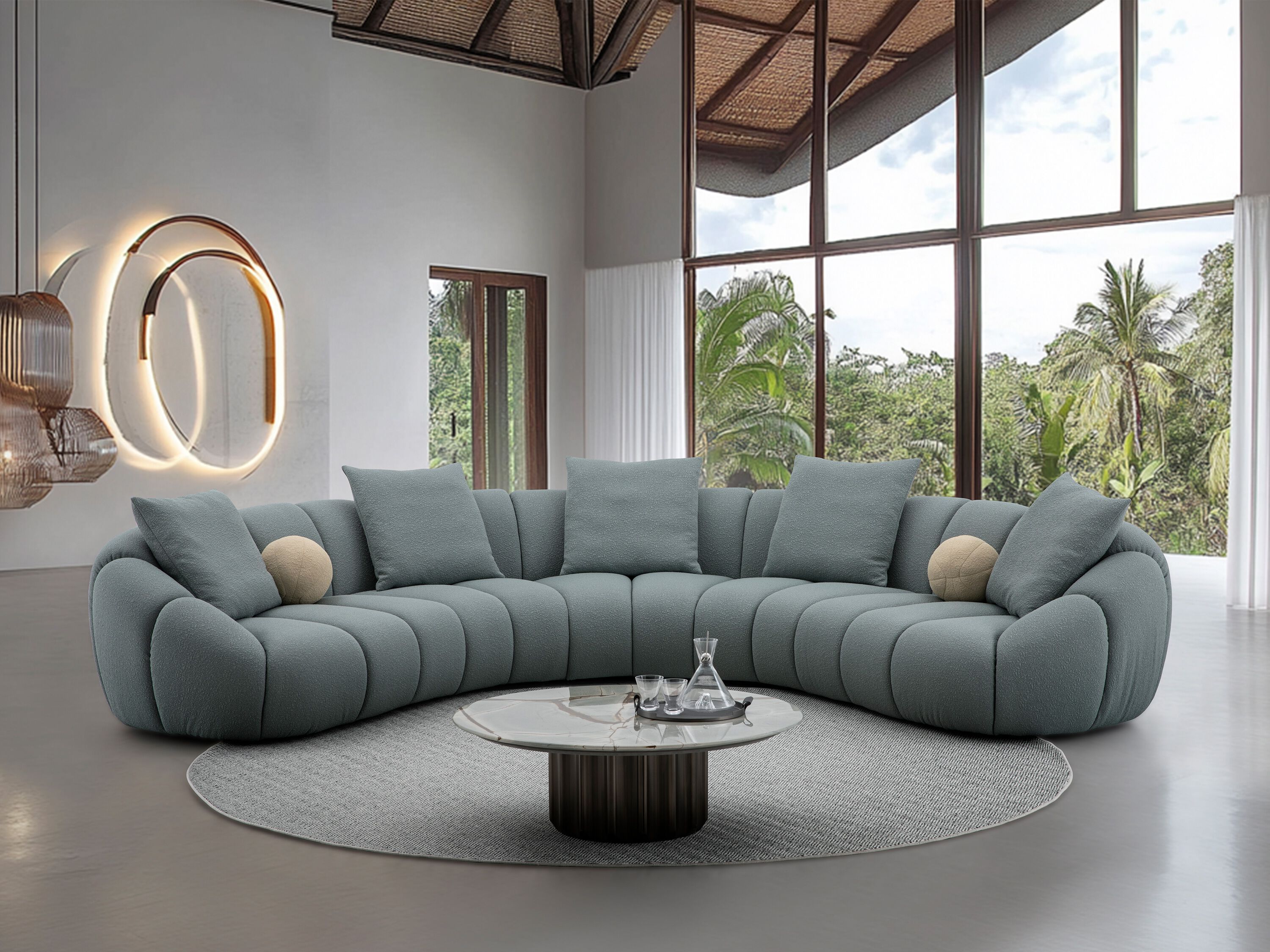 Тканевый изогнутый модульный диван CAMPO DE' FIORI Lotus ARCH-00007132