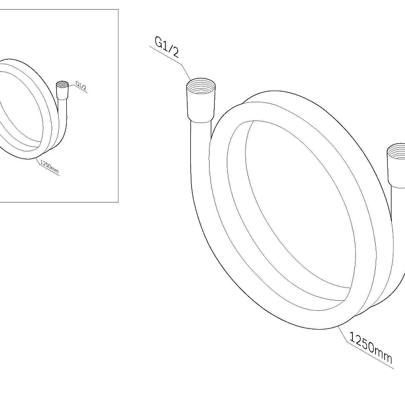 F0412100 душевой шланг 1250мм ПВХ монолитный шт. AM.PM  - Вид №2