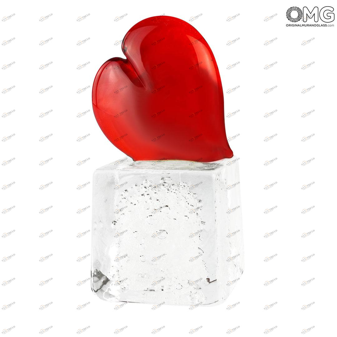 653 ORIGINALMURANOGLASS Пресс-папье Влюблённое сердце - муранское стекло OMG 4 см 