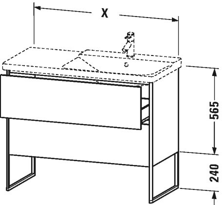 XS446704949 XSquare Тумбочка напольная Графит матовый, декор Duravit - Вид №3
