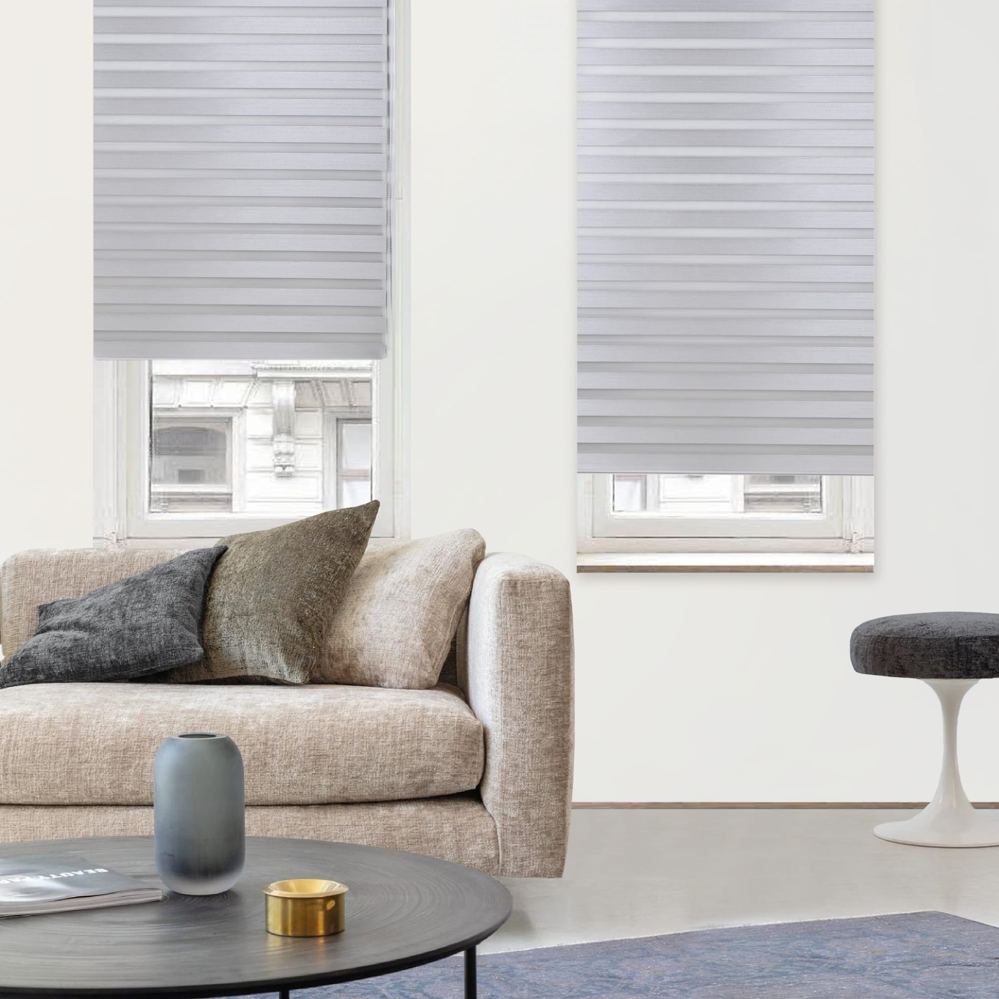 82614543 Штора рулонная день-ночь Miamoza Blackout Rain 40x160 см, цвет серый Santreyd  - Вид №2