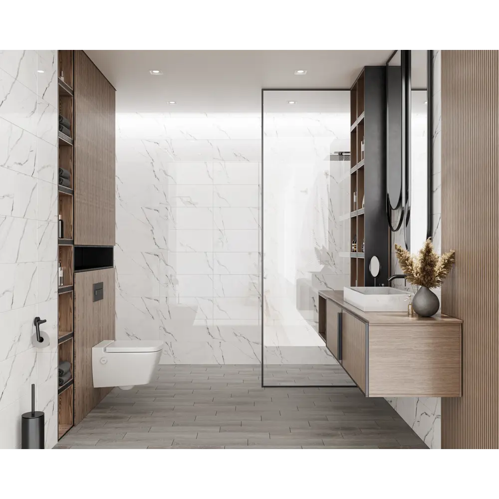 Плитка настенная Gracia Ceramica Tudor 01 25x60 см 1.2 м² глянцевая цвет белый/темно-серый мрамор STLM-2070922 - Вид №5