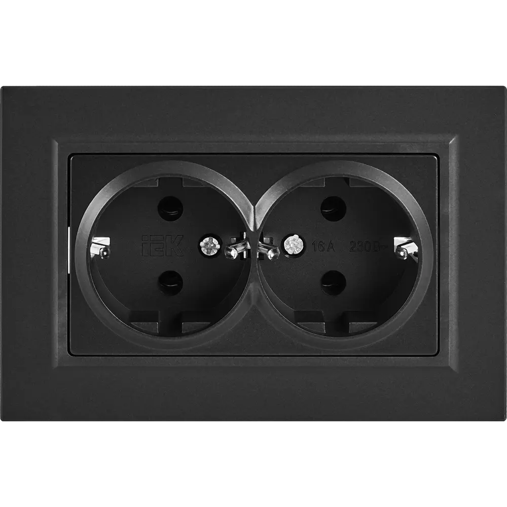 IEK Brite — двойная розетка черная встраиваемая с заземлением 87761573 STLM-1118220