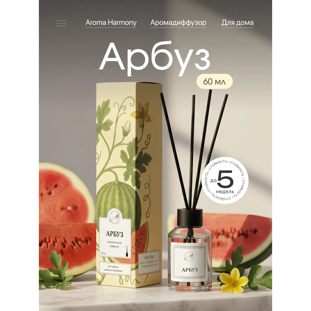Ароматический диффузор Aroma Harmony Арбуз 60 мл 89440620 STLM-2029445  - Вид №1
