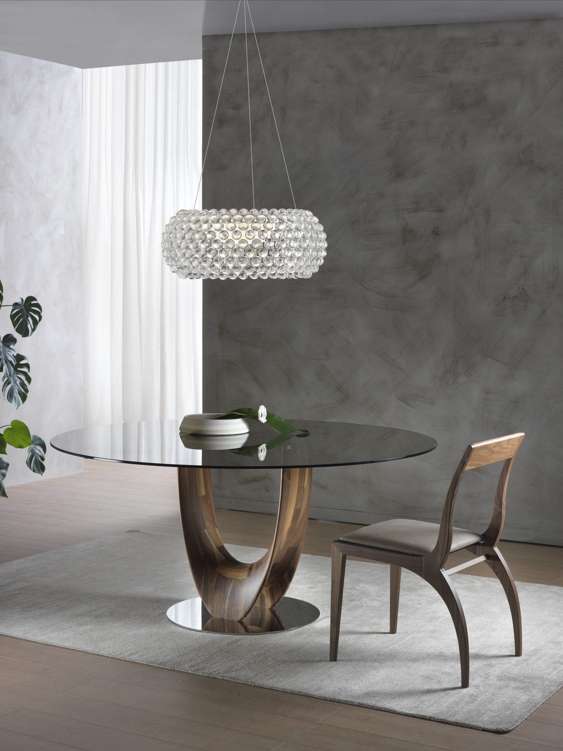 Круглый деревянный и стеклянный обеденный стол Pacini & Cappellini Axis ARCH-00028856 - Вид №2