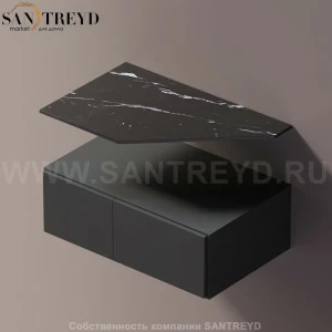 Agape ELL Подвесная столешница с возможностью установки 1-2 раковины. Размер: длина 80 см. Отделка: черный мрамор AELLN1MCA080ED