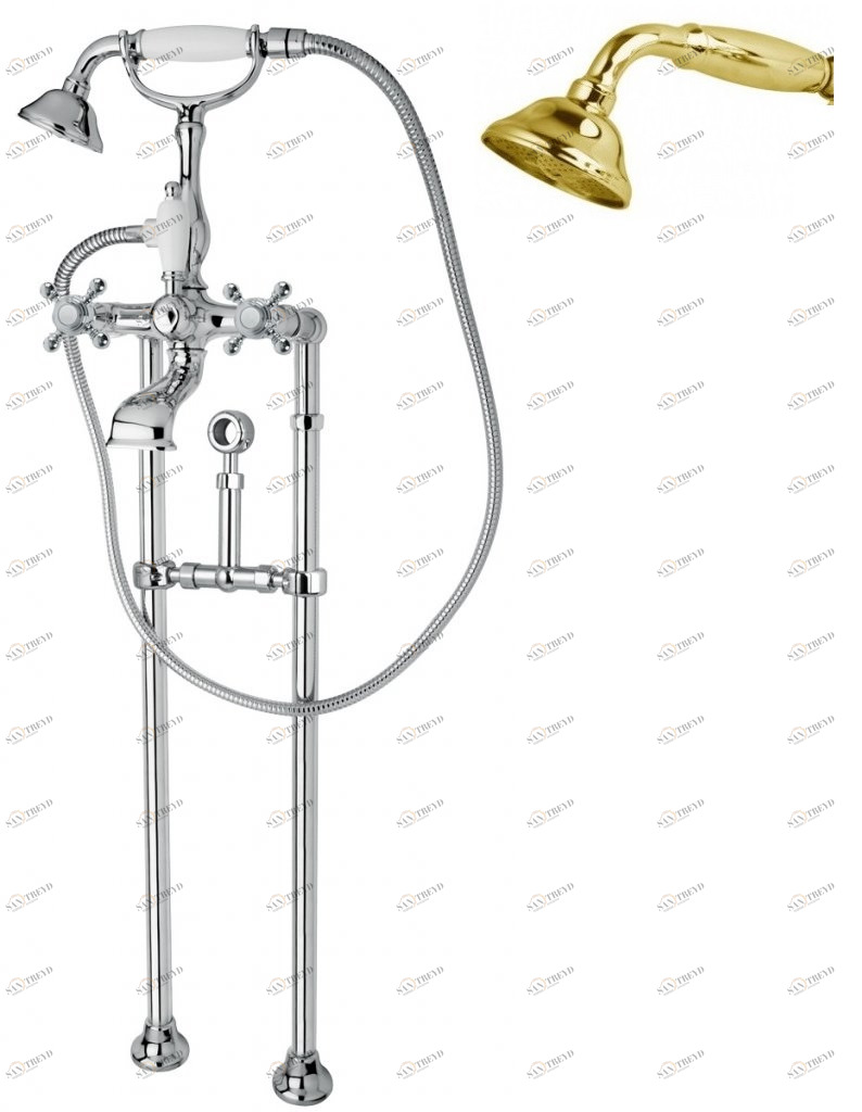 Напольный смеситель для ванны с кронштейном для слива-перелива CEZARES GOLF-VDPS-03/24-M