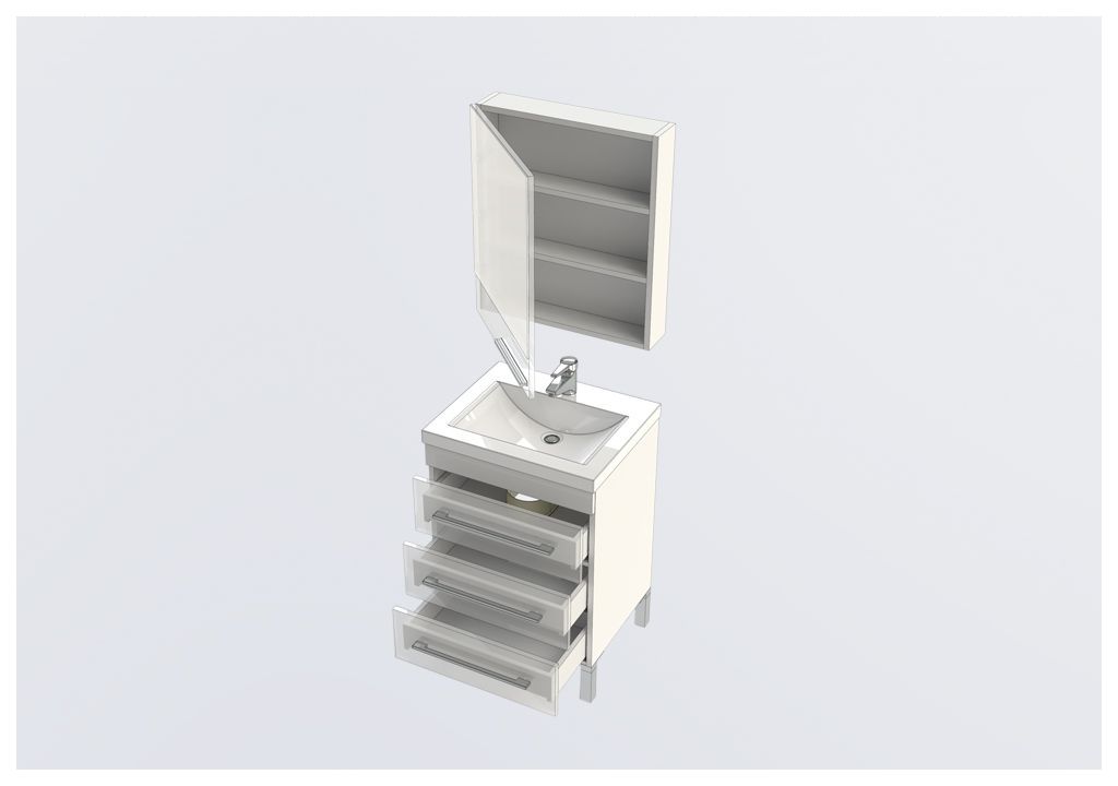 Комплект мебели для ванной Aquanet Верона NEW 58 черный (напольный 3 ящика) 00230311 - Вид №4