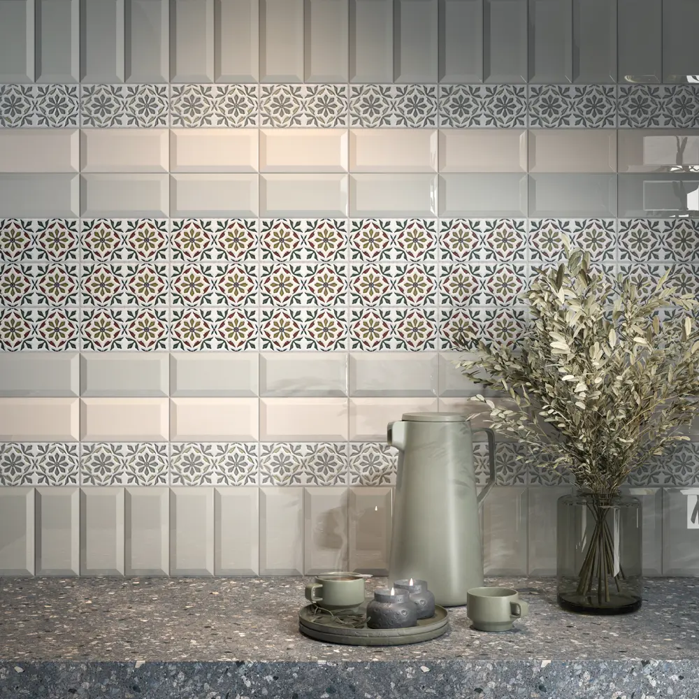 Плитка Kerama Marazzi Клемансо бежевая глянцевая для стен 7.4×15 см 86360060 STLM-0068064 - Вид №4