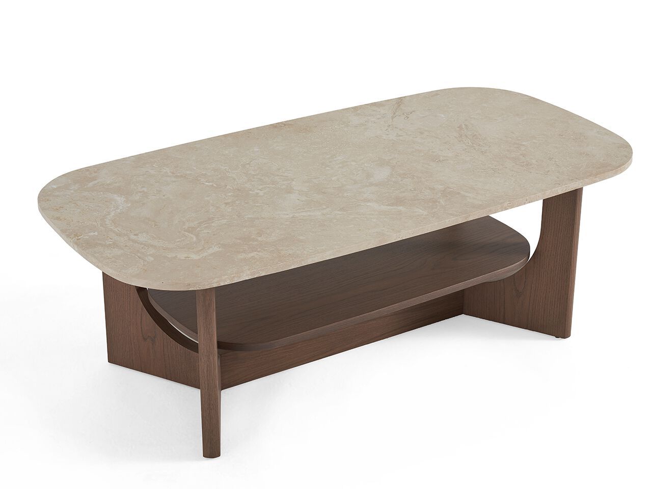 Деревянный прямоугольный журнальный столик с травертиновой столешницей NDESIGN Ezora ARCH-00102311 - Вид №1