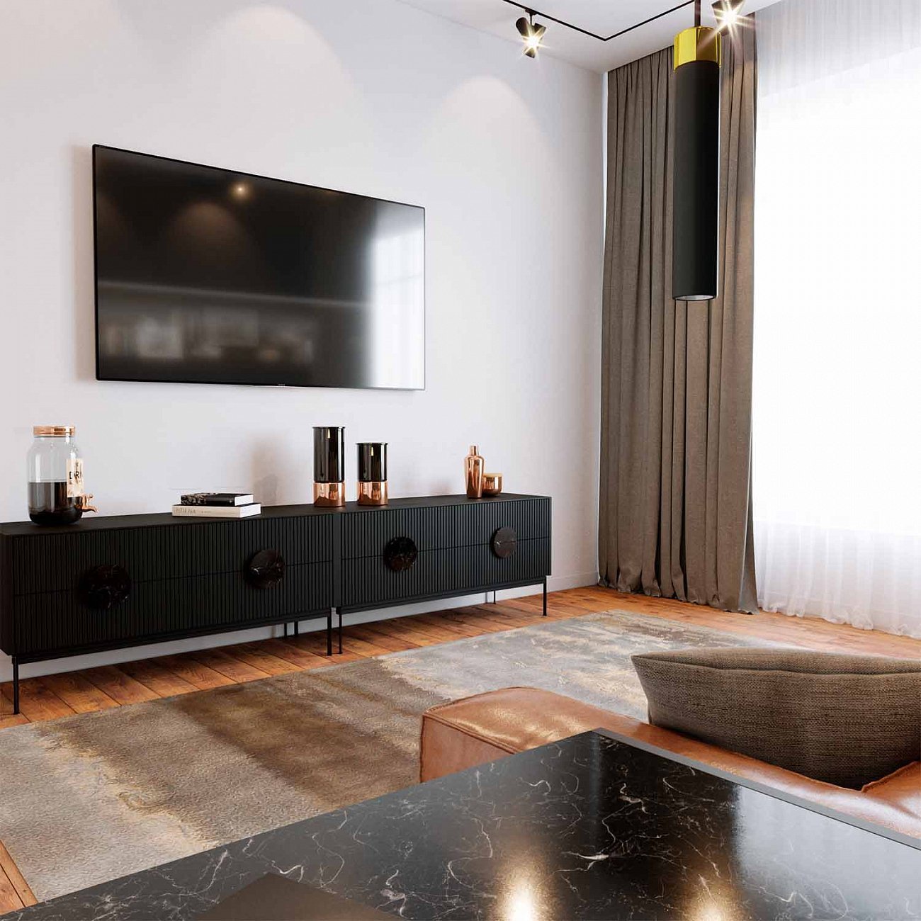 Тумба под телевизор с ящиками 61х246 см черная Alto BRAGIN DESIGN LIVING 00-3862439 Черный - Вид №2