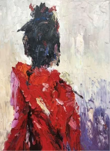 Картина на холсте 120х90 см "Гейша в красном" EVENHOME КАРТИНЫ МАСЛОМ 129992 Красный;фиолетовый;разноцветный