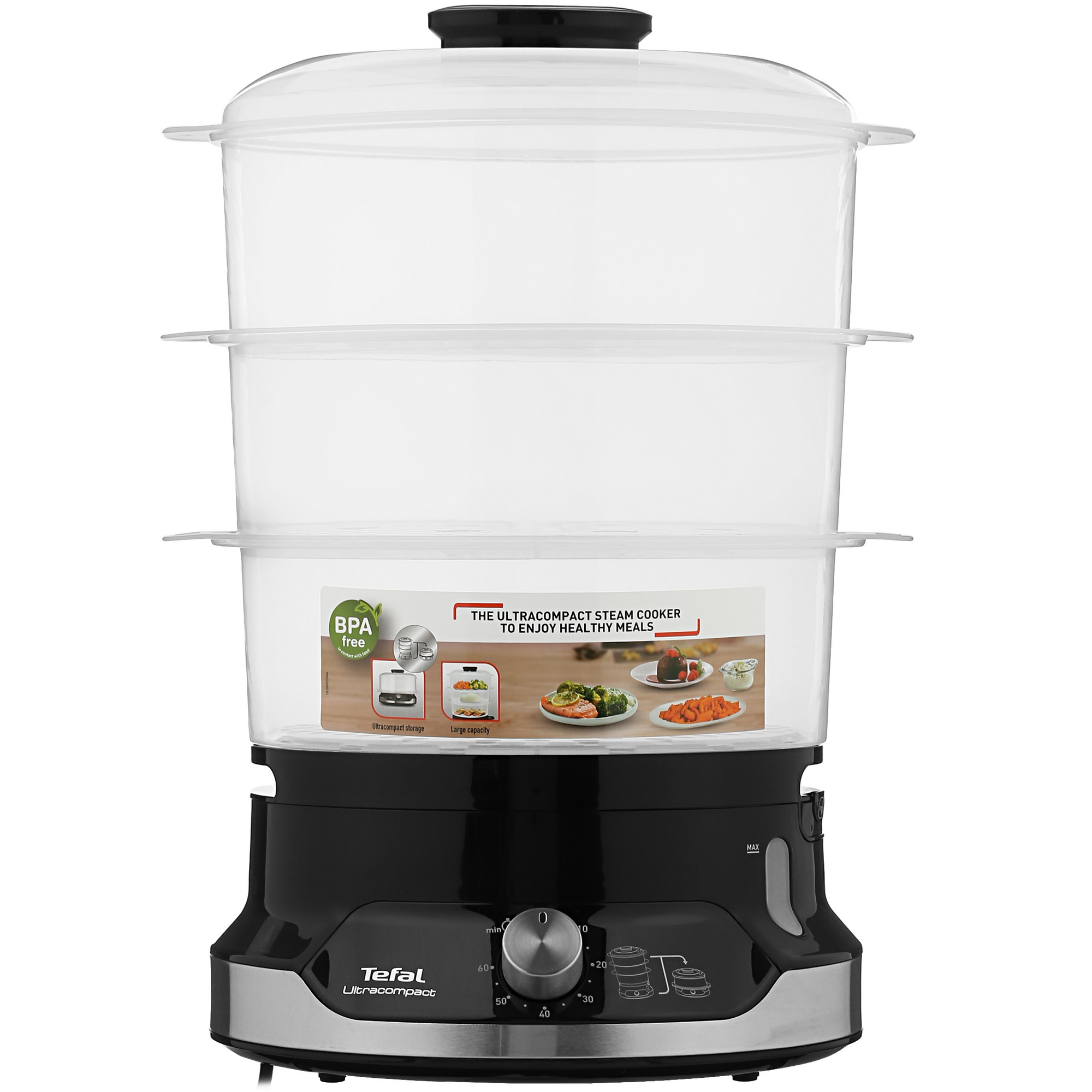 5334989 Пароварка Tefal Ultra Compact VC204810 белый STDN-0037537 - Вид №1