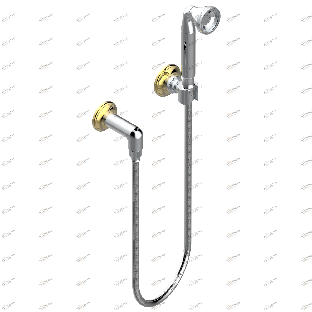 G29-53 Ручной душ с жесткой струей, шланг 1 м 50 см, держатель и колено 1/2’’ Thg-paris Charleston Хром/золото G29 53 CAT.A