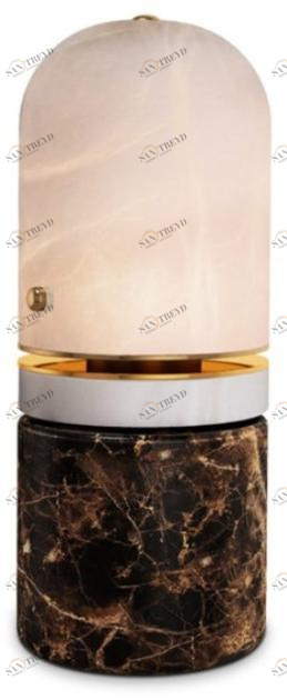 Porustudio Настольная лампа из мрамора Emperador и абажур из алебастра sun-id-1475651