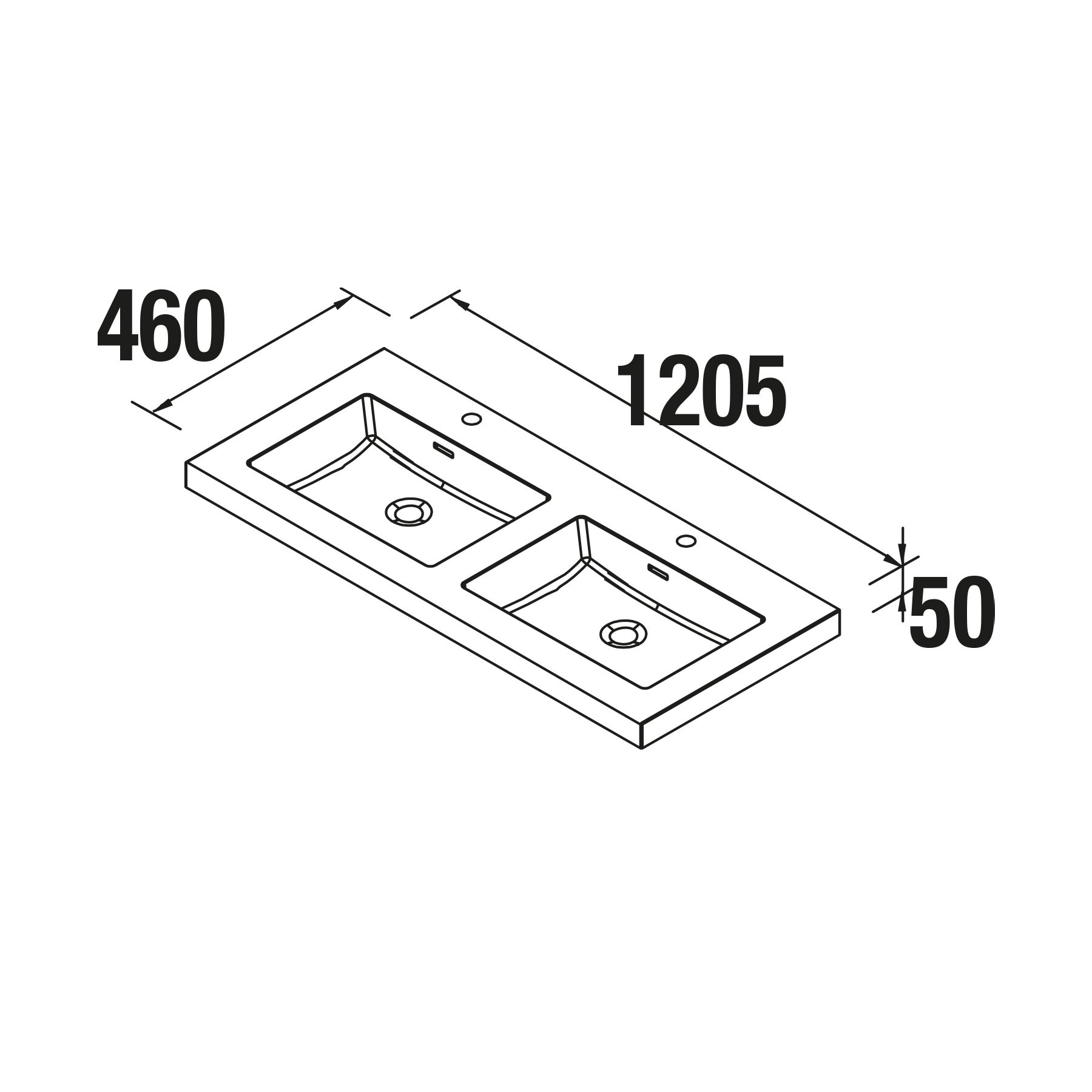 20753 SALGAR Раковина TOSCANA 1205 двойная WHITE MINERAL LOAD 1205 x 50 x 460 мм - Вид №1