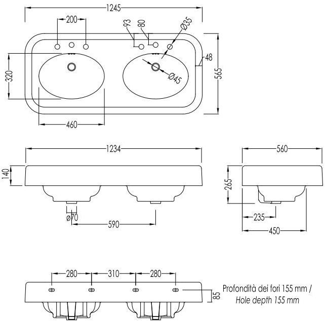 Devon&Devon Двойная керамическая консольная мойка Blues sun-id-1364384 - Вид №4