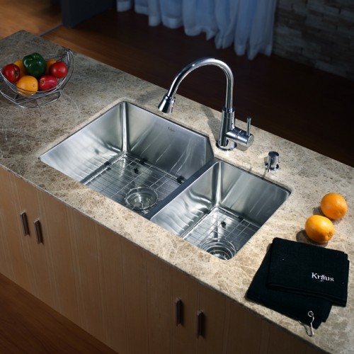 KHU123-32-KPF2220SN-KSD33BN Накладная раковина на столешницу  прямоугольная Krausru  - Вид №5