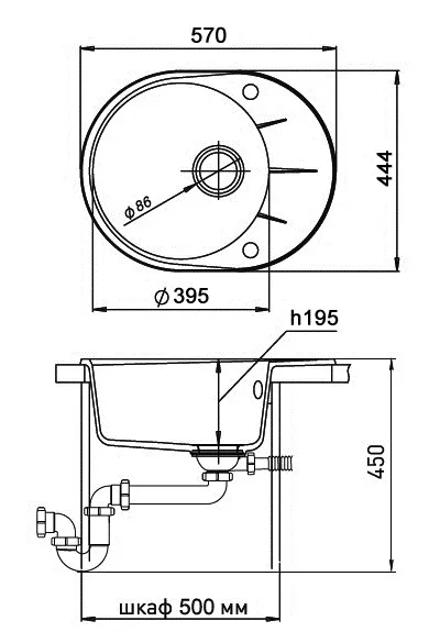 Кухонная мойка Кварц Ewigstein S589 GranFest R-45F-S589 - Вид №1