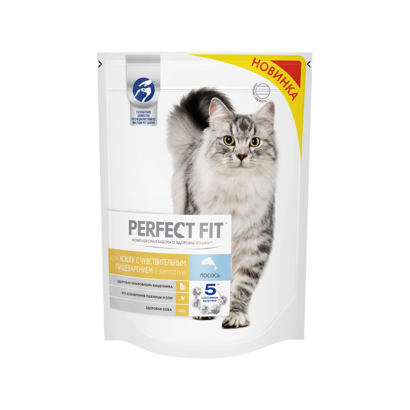 ПР0054656 Корм для кошек "Лосось" для взрослых кошек с чувствительным пищеварением с лососем,сух.650г Perfect Fit 