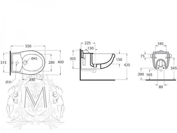 ML.IMP-25.330.bi Биде подвесное  Migliore  - Вид №2