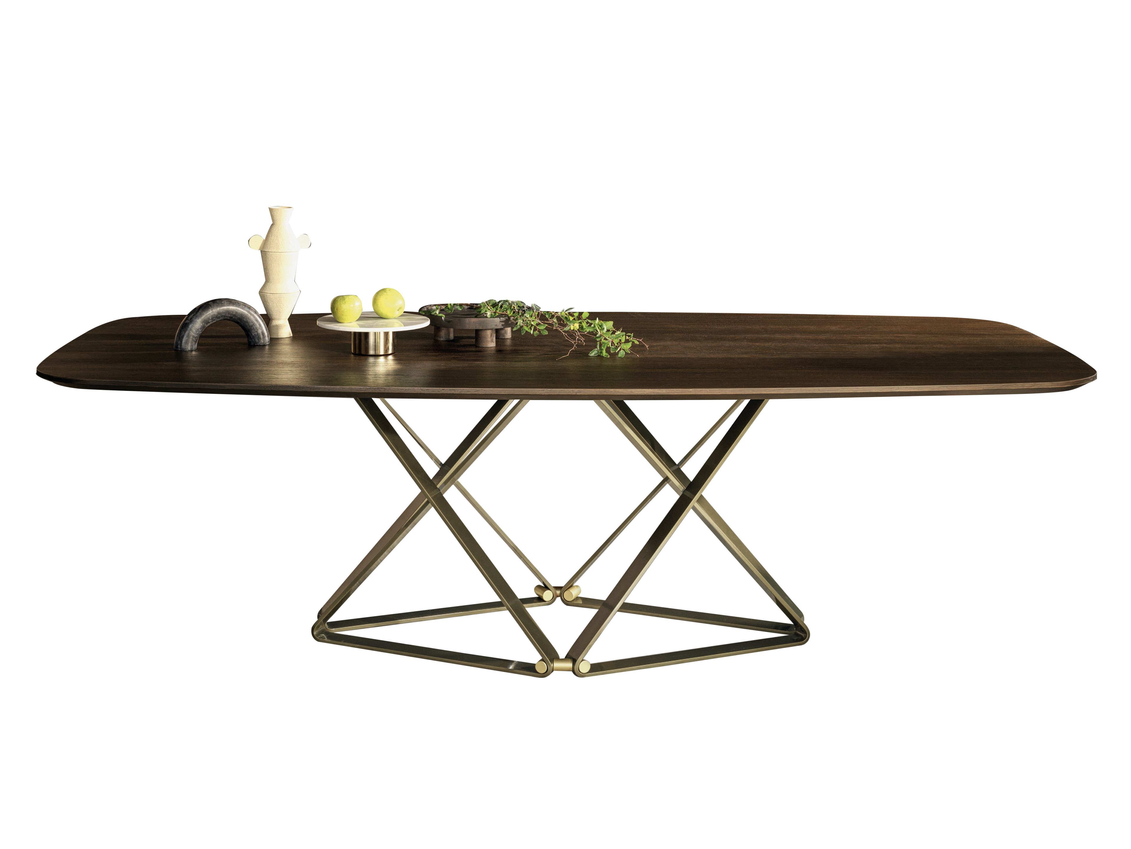 Обеденный стол из стали и дерева Bontempi Casa DELTA ARCH-00002489