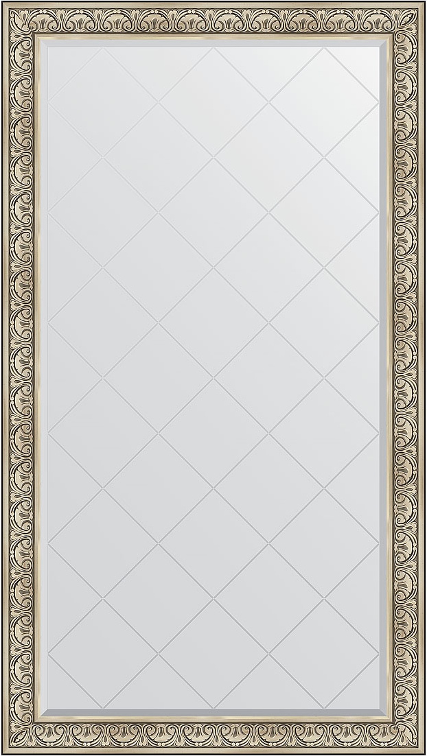 BY 6374 Зеркало напольное с гравировкой в багетной раме - барокко серебро 106 mm EVOFORM Exclusive-G floor