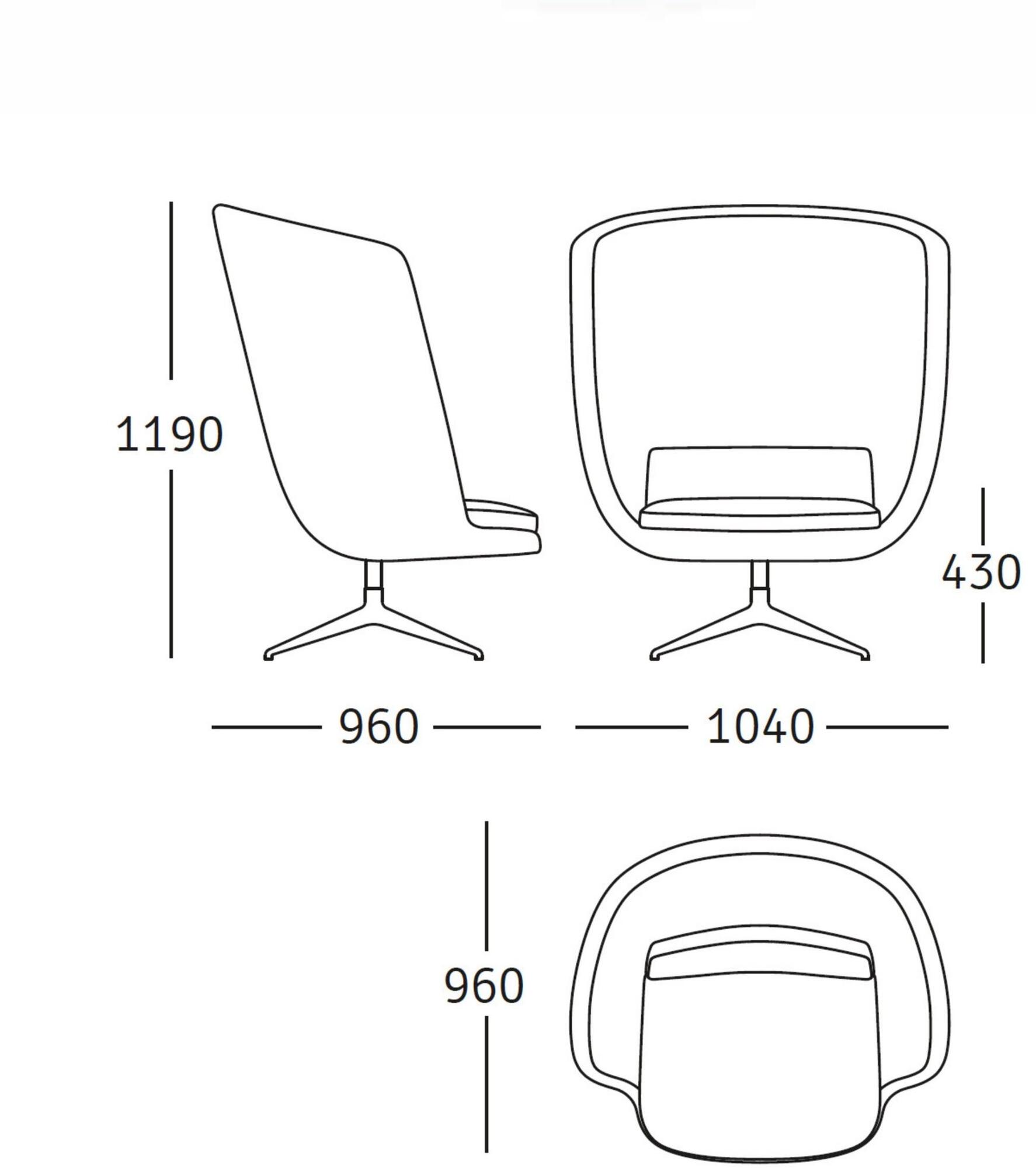 ROSSIN Кресло поворотное на козелке из ткани с высокой спинкой Cleo metal sun-id-1450921 - Вид №6