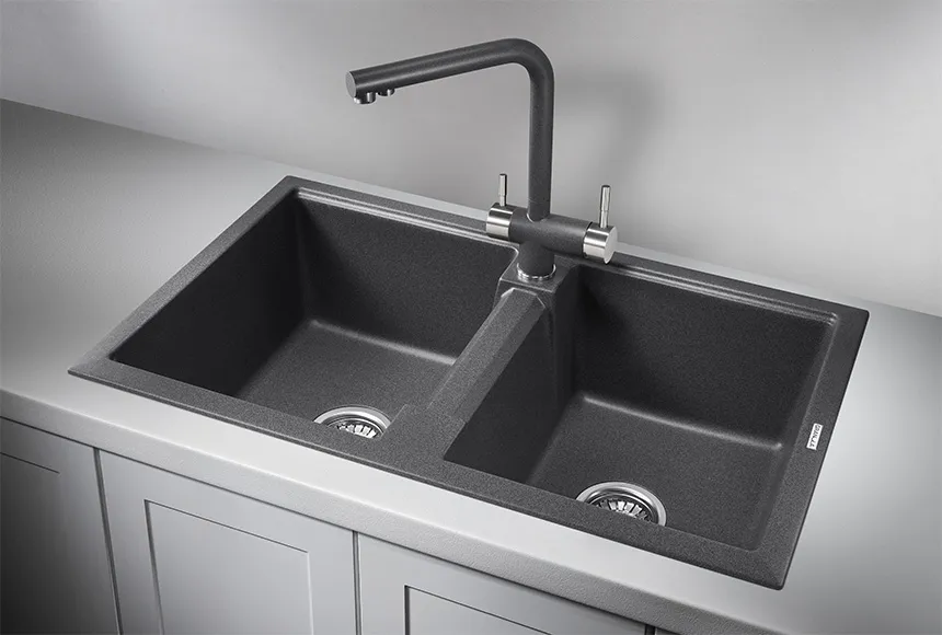 8101, ГРАФИТ (ЧЁРНО-СЕРЫЙ), кухонная мойка, кварц GRANULA 8101-ST273