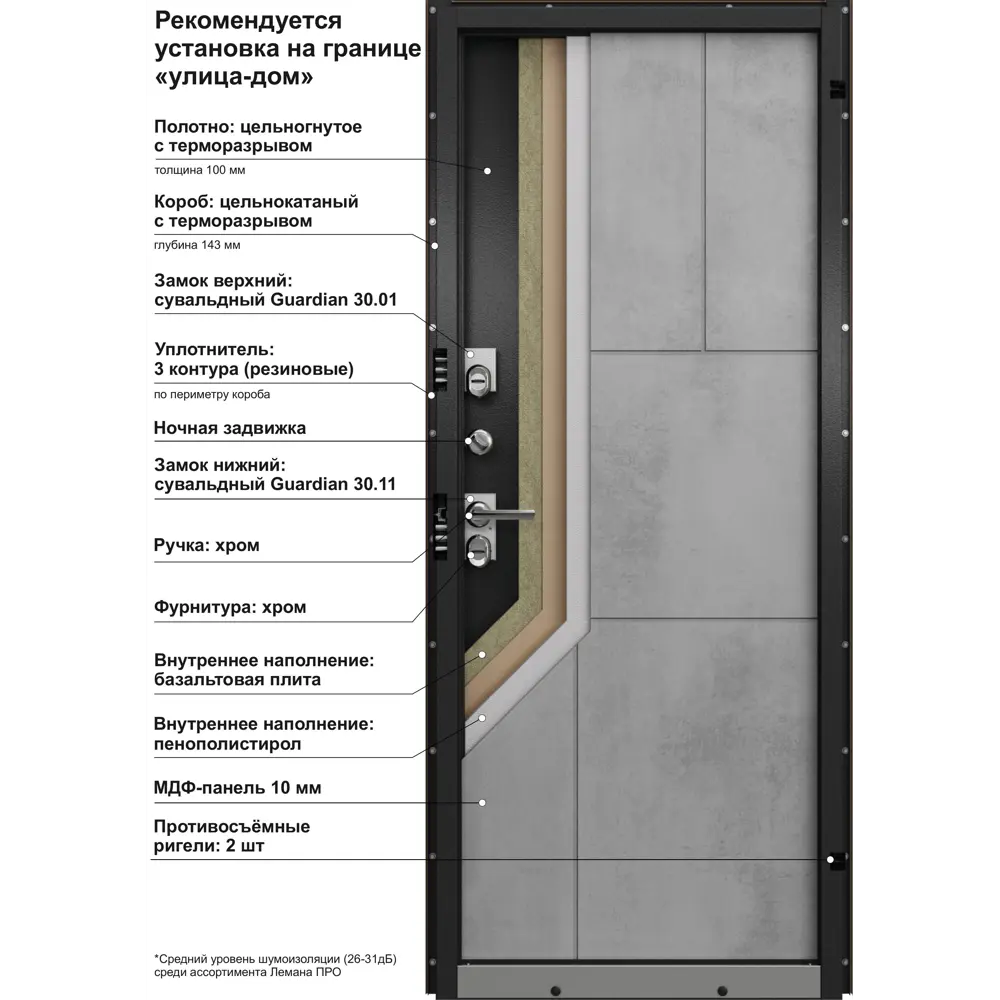 Дверь входная металлическая Крепыш 88x205 см левая серый 89382938 STLM-2195560 МАСТИНО  - Вид №15