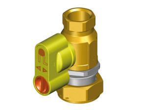 Запорный клапан с гнездом давления и предохранительной ручкой прямая версия с поворотной гайкой