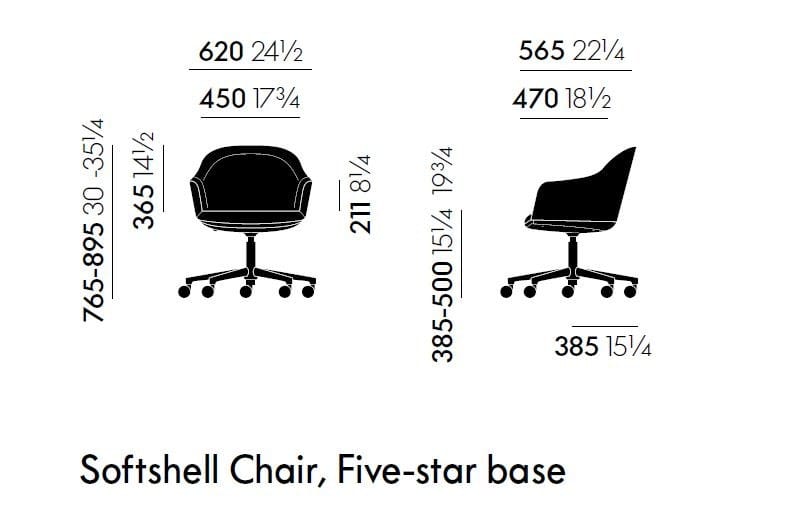 5-спицевое вращающееся офисное кресло VITRA Softshell Chair ARCH-00015154 - Вид №1