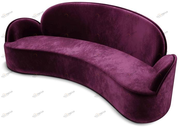 Scarlet Splendour Изогнутый 3-местный тканевый диван Strings St03