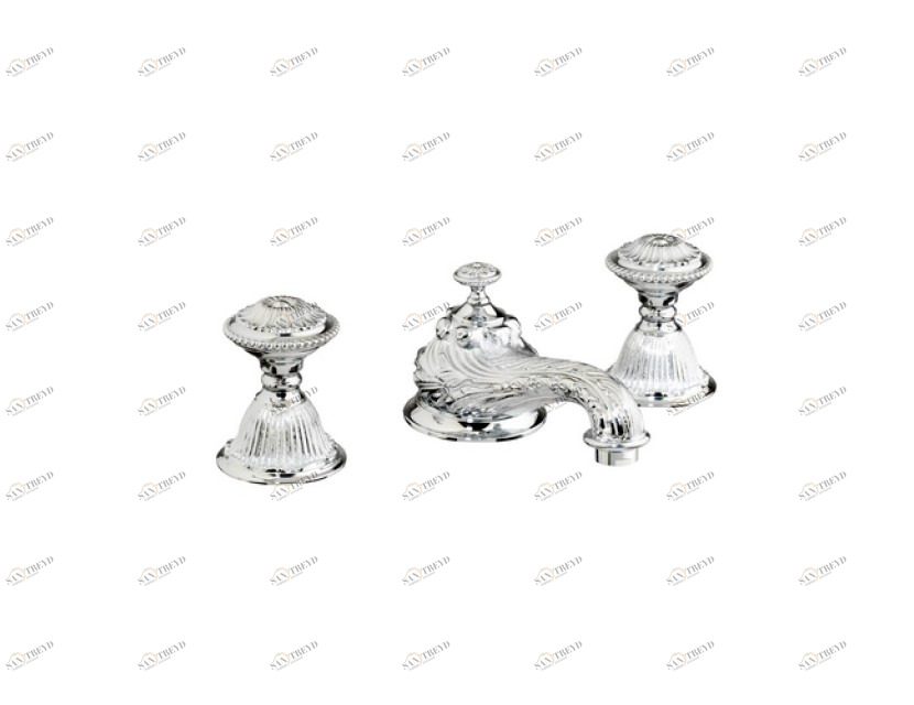 230401.A010.71 Раковина с тремя отверстиями и сливом click-clack Античное серебро Mestre Versailles