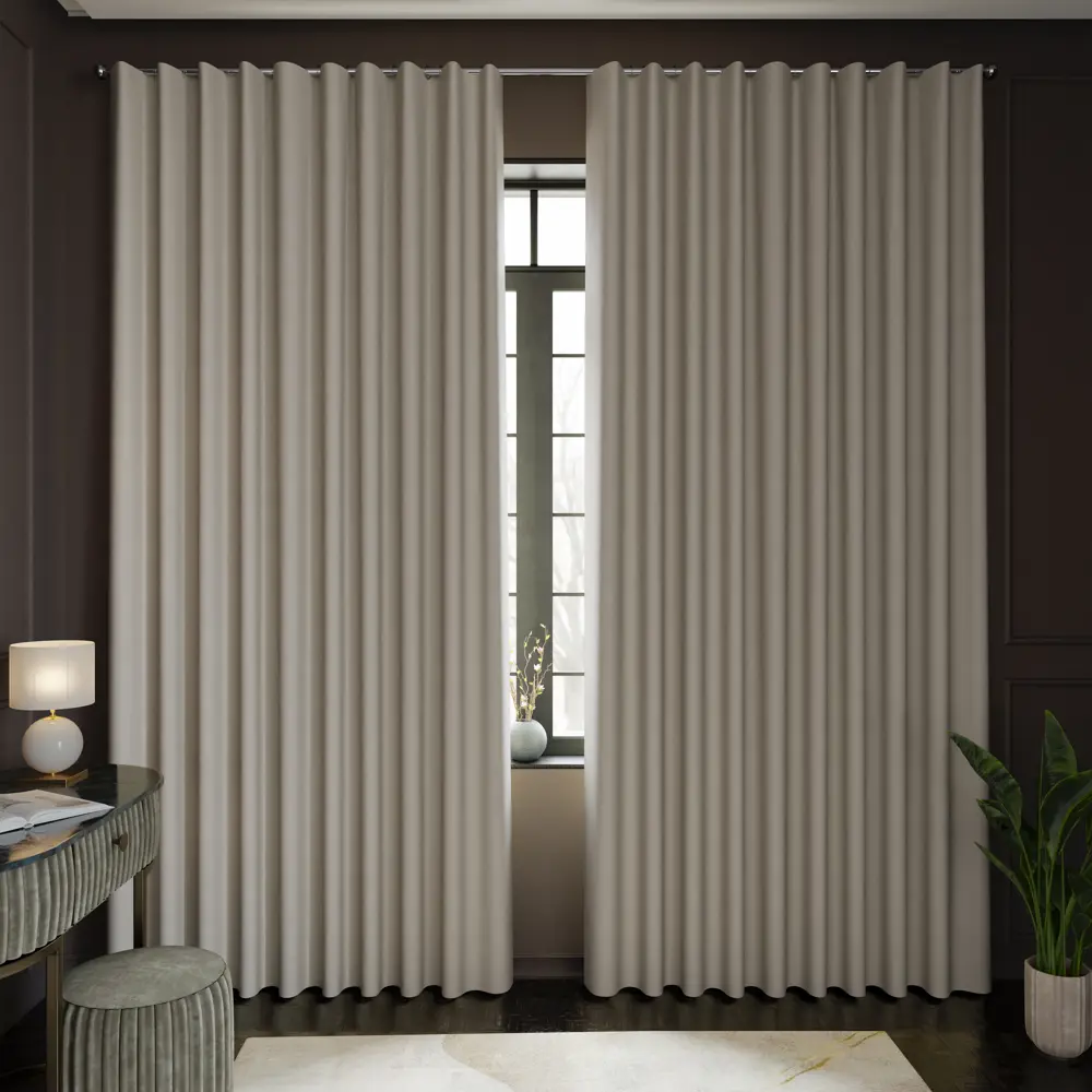 MIAMOZA Штора Виолетта на ленте 160x280 см бежевая сатин 89405531 STLM-1577038