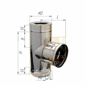 Сэндвич-тройник 90" Ferrum Ф180х280 оцинкованная сталь (430/0,5мм)