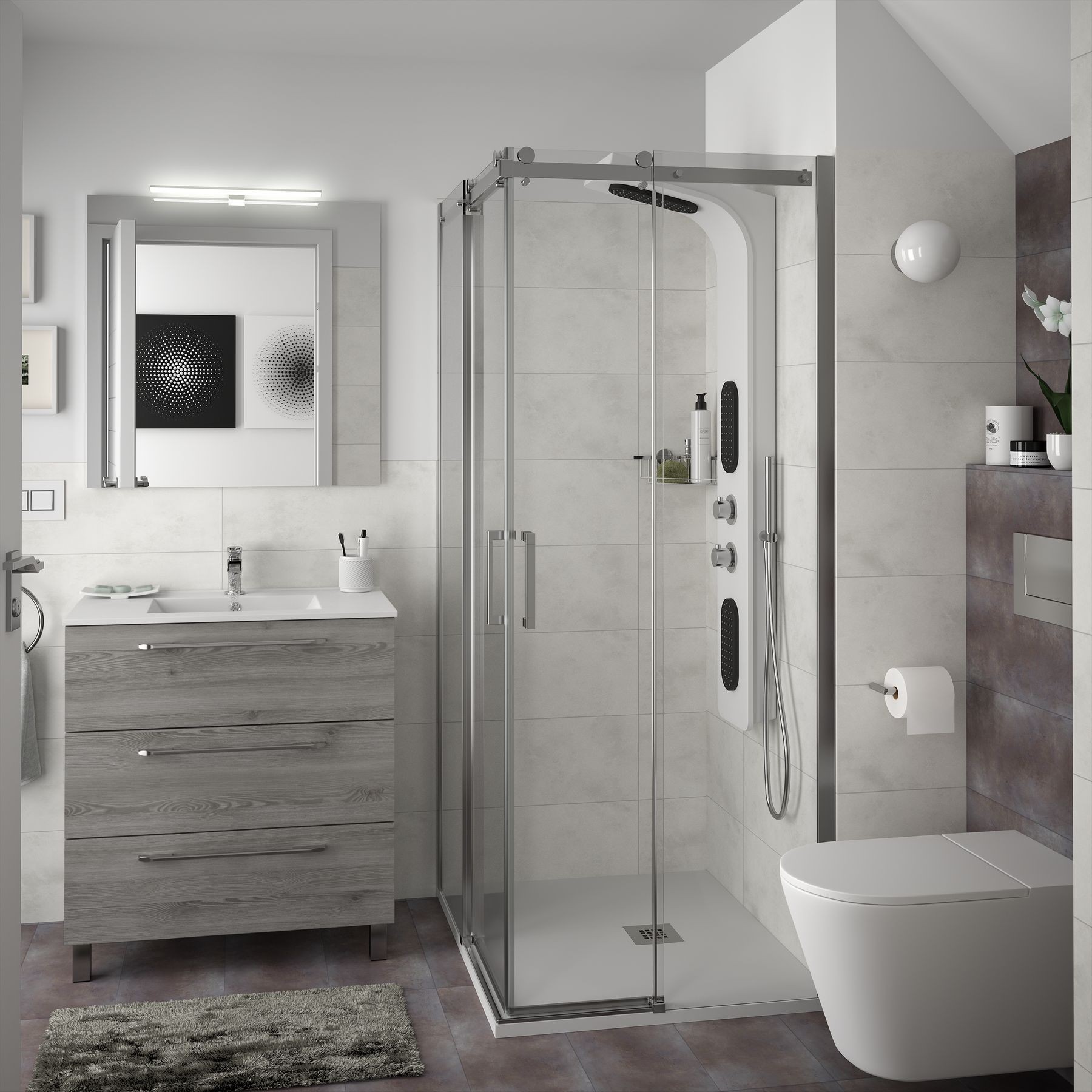 26590 SALGAR Мебель для умывальника FUSSION CHROME 800 3 ящика BAY PINE 797 x 868 x 450 мм Лавровая сосна