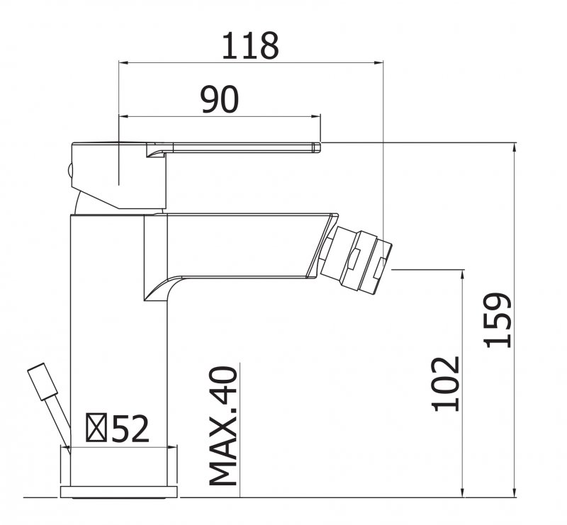Смеситель на биде c донным клапаном CEZARES OVEST-BSM1-NOP  - Вид №1