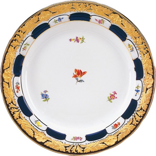 82059 Meissen Тарелка десертная 19см "Форма - Икс" (россыпь цветов, кобальт) Фарфор 