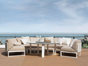 Тканевый изогнутый модульный садовый диван