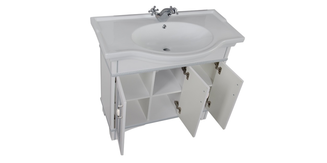 Комплект мебели Aquanet Валенса 100 белый краколет/серебро 00180452 - Вид №4