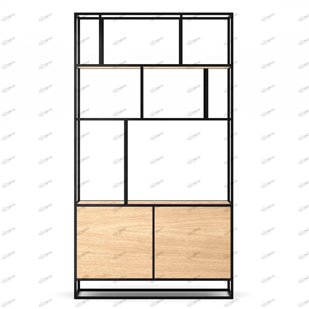 Стеллаж черный, светлый дуб Makella new black INTELLIGENT DESIGN СТЕЛЛАЖ MAKELLA 260788 Бежевый;черный 