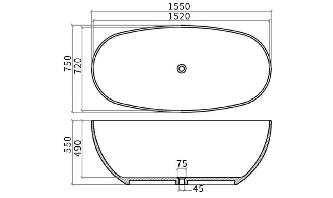 Ванна в центре комнаты в твердой поверхности Gaia Mobili Complements ARCH-00095034 - Вид №2