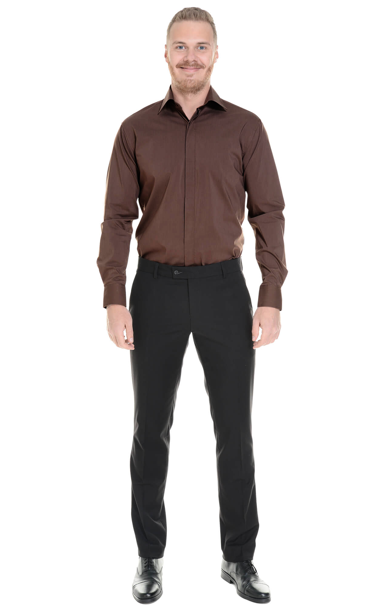 62453 Рубашка мужская  chocolate El-Risto  Корпоративная одежда  размер 41/176-182  - Вид №2