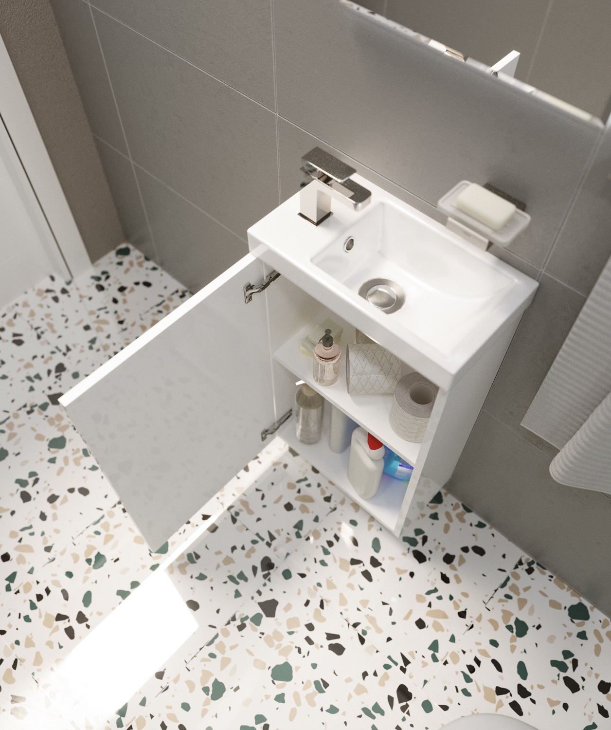 У37625 Тумба Ноктюрн 40П 1д, мдф, Белый глянец 1 Marka Ноктюрн  - Вид №3