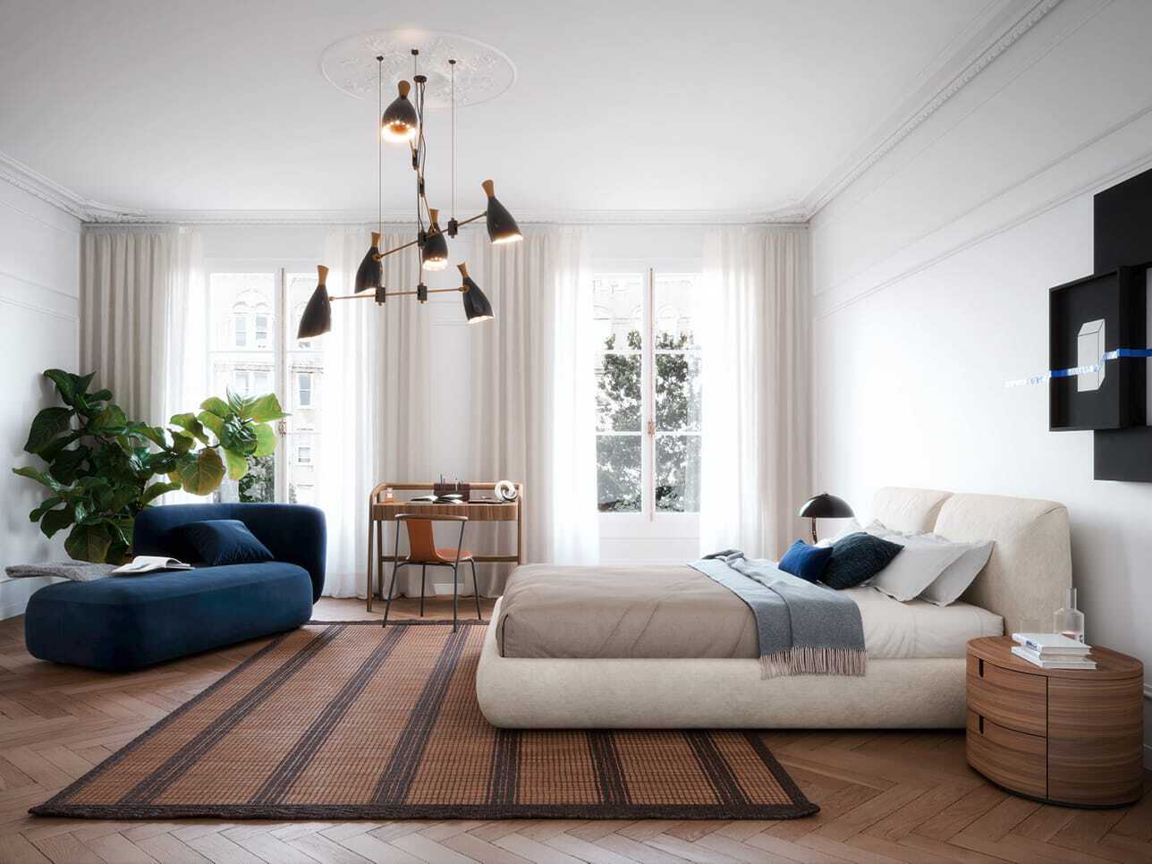 Двуспальная кровать с мягким изголовьем Novamobili MIDNIGHT ARCH-00139151 - Вид №3