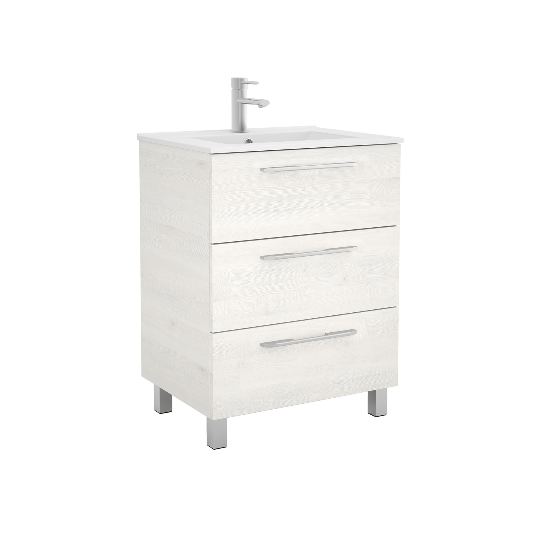 26587 SALGAR Мебель для умывальника FUSSION CHROME 700 SBIANCATO с 3 ящиками 697 x 868 x 450 мм Sbiancato - Вид №1