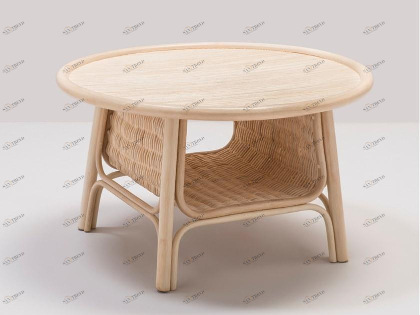 Orchid Edition Низкий круглый журнальный столик из ротанга с полкой для журналов sun-id-1438211