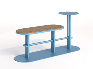 Стальная и пробковая садовая скамейка с журнальным столиком